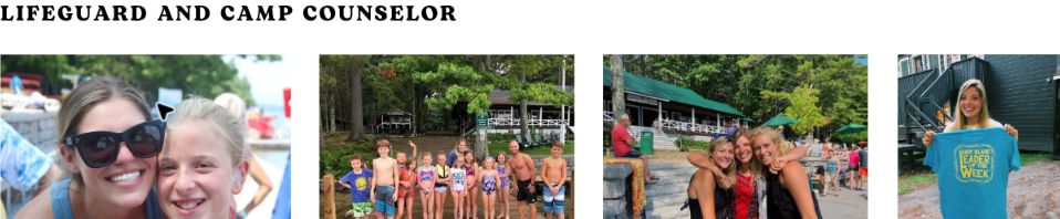 Four original photographs of Morgan, campers, and fellow counselors at camp
