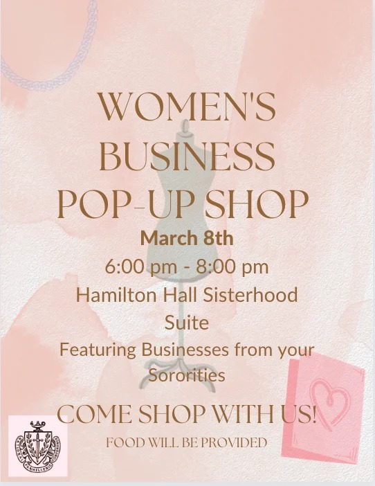 Women’s Business Pop Up Shop event flyer
